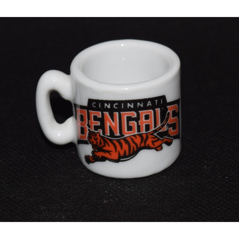 Vintage NFL Cincinnati Bengals Mini Mug White Orange Excellent Helmet Tiger Logo - Picture 1 of 7